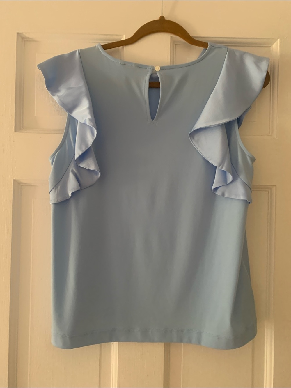 Ann Taylor Light Blue Ruffle Sleeve Blouse, size small - Picture 3 of 3